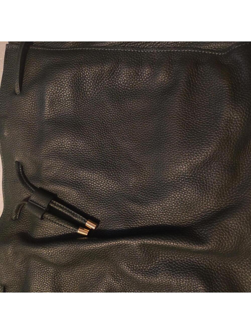 Laggo Green Leather Pebbled Tote Shoulder Bag Gold Hardware - Picture 3 of 13
